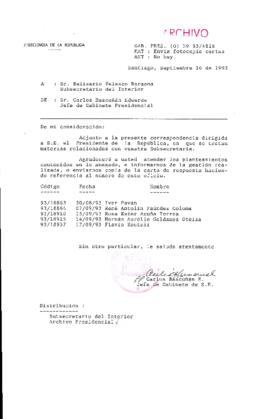 [Oficio  Gab. Pres. Ord. N° 4816 de Jefe de Gabinete Presidencial, remite copia de carta que se indica]