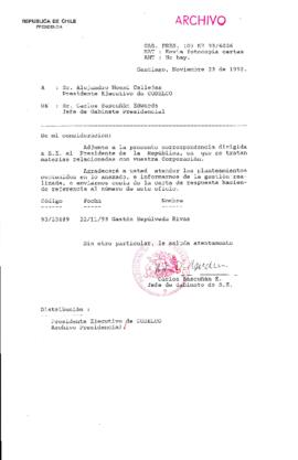 [Oficio Gab. Pres. Ord. N° 6026 de Jefe de Gabinete Presidencial, remite copia de carta que se indica]