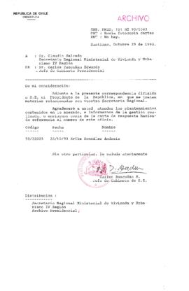[Oficio Gab. Pres. Ord. N° 5363 de  Jefe de Gabinete Presidencial, remite copia de carta que se indica]