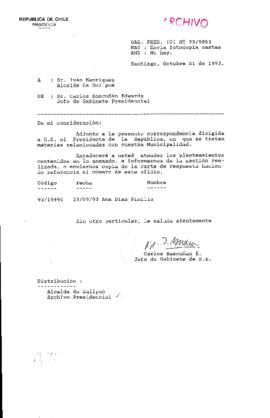[Oficio Gab. Pres. Ord. N° 5053 de Jefe de Gabinete Presidencial, remite copia de carta que se indica]
