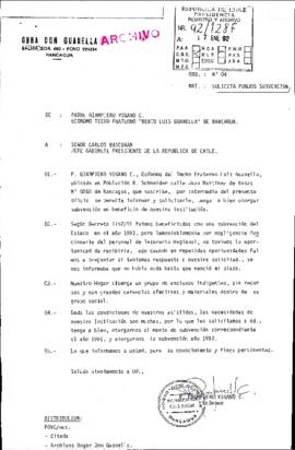 [Carta de Padre Gianpiero Vigano solicitando fondos de subvención]