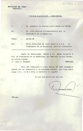 [De Jefe de gabinete presidencial a Director de Asuntos Administrativos RR.EE.]