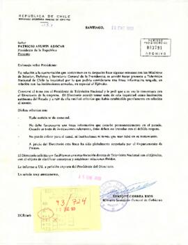 [Carta de Enrique Correa Ríos al Presidente Patricio Aylwin Azócar]
