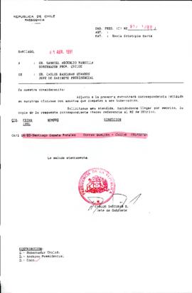 [Remite correspondencia a Gobernador Provincial de Chiloe]