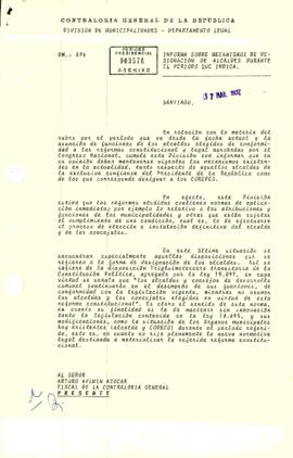 [Contraloria General de la República informa mecanismos de designación de Alcaldes en el período que indica]
