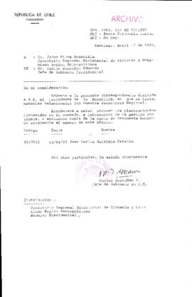 [Oficio Gab. Pres. Ord. N° 1807 de Jefe de Gabinete Presidencial, remite copia de carta que se indica]