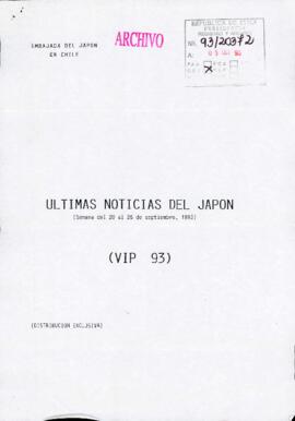 Ultima noticias del Japón (semana del 20 al 26 de septiembre, 1993)