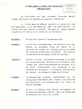 Informe sobre la muerte del periodista Jonathan Moyle