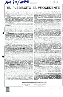 El plebiscito es procedente