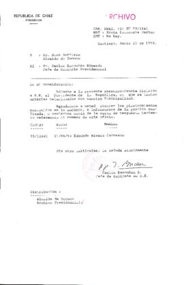 [Oficio  Gab. Pres. Ord. N° 3141 de  Jefe de Gabinete Presidencial, remite copia de carta que se indica]
