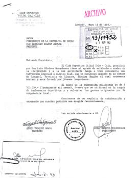 [Carta de Club Deportivo Filial Colo-Colo de Longavi por solicitud de financiamiento]