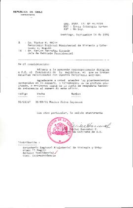 [Oficio del Jefe de Gabinete Presidencial dirigido al Secretario Regional Ministerial de Vivienda y Urbanismo]