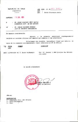 [Remite correspondencia a Gobernador Prov. de San Antonio]