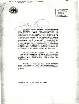 Carta de Beltrán Urenda Zegers, Vicepresidente del Senado, a Patricio Aylwin Azócar, con relación a excusa por inasistencia a ceremonia oficial