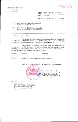 [Oficio del Jefe de Gabinete Presidencial dirigido al Subsecretario de Guerra, Sr. Marcos Sánchez Edwards]