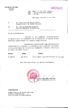 [Oficio del Jefe de Gabinete Presidencial dirigido al Subsecretario de Obras Públicas]