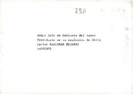 Invitación N°00000007 Del Congreso de la Nación, Argentina, Asamblea de Sesión en Homenaje a la República de Chile en la persona de su excelentísimo Señor Presidente Dr. Patricio Aylwin Azócar