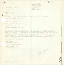 Fax del Secretario General de Amnistía Internacional, sr. Ian Martin, dirigido al sr. Presidente Electo, Patricio Aylwin Azócar