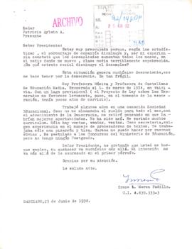 [Carta dirigida al Presidente Patricio Aylwin, referente al desempleo]