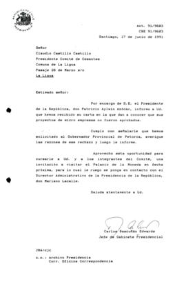 Carta se dan a conocer que sus proyectos de micro empresas