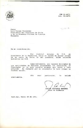 Respuesta de solicitud de audiencia con Luis Vargas Fernandez Presidente del Instituto de Chile y...