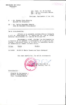 [Se adjunta correspondencia a Alcalde de Valparaiso]
