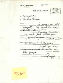 Memorándum de Patricio Aylwin Azócar a Pedro Correa