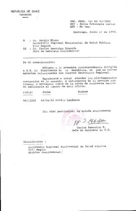 [Oficio  Gab. Pres. Ord. N° 3042 de  Jefe de Gabinete Presidencial, remite copia de carta que se indica]