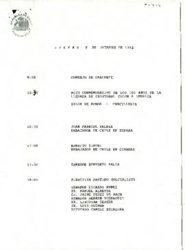 Programa Jueves 08 de Octubre de 1992.
