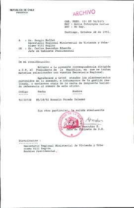 [Oficio Ord. N° 5271 de Jefe de Gabinete Presidencial, remite copia de carta que se indica]