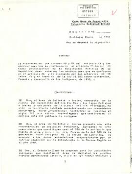 Decreto que crea el Área de Desarrollo Pehuenche Galletué–Icalma, fundamentado en la Ley Indígena 19.253
