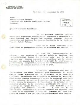 [Carta emitida por Ministro del Interior, dirigida a Presidente P.D.C]