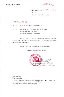 [Remite fotocopia de carta que se indica a Jefe Oficina Nacional de Retorno]