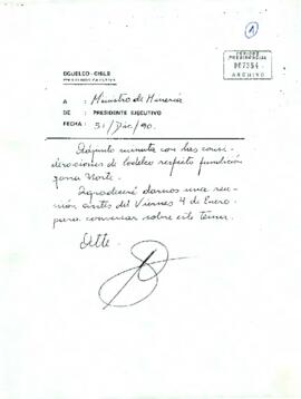 A Ministro de Minería del Presidente Ejecutivo de CODELCO