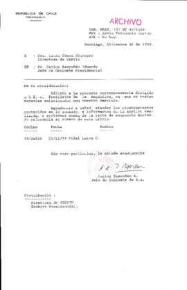 [Oficio Gab. Pres. Ord. N° 6258  de Jefe de Gabinete Presidencial, remite copia de carta que se indica]