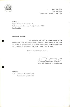 [Respuesta a carta de la Municipalidad de la Florida]