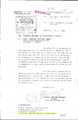 [Copia de carta de respuesta enviada por la Dirección Nacional de Gendarmería de Chile a ciudadana que formulo solicitud al Presidente]