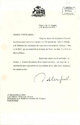 [Carta del Presidente Aylwin al Presidente de la República Oriental del Uruguay]