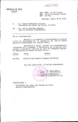 [Oficio Ord. N° 488 de Jefe de Gabinete Presidencial, remite copia de carta que se indica]