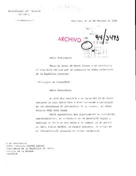 [Remite mensaje de Presidente de Francia]
