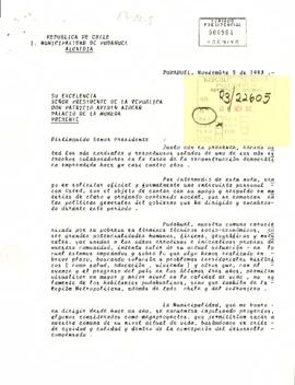 [Carta: petición audiencia a S . E El Presidente de la República,  de Alcalde de Pudahuel ]