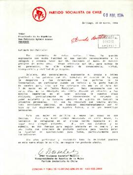 [Carta al presidente de Vivienne Bachelet Norelli]