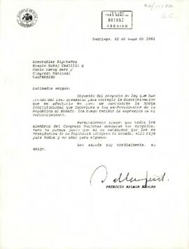 Carta enviada por el expresidente Patricio Aylwin a los diputados Hosain Sabaj Castillo y Mario Hamuy Berr
