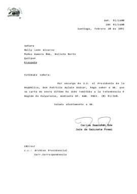 [Se remite carta a intendencia Región de Valparaíso]