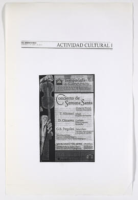 Publicidad de Conciertos: Temporada de conciertos. Concierto de semana santa