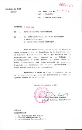 [Oficio del Jefe de Gabinete Presidencial dirigido al Intendente de la Región de Magallanes y la Antártica Chilena, Sr. Roque Scarpa]