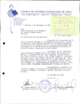 [Informa nómina de lideres evangélicos que asistirán a audiencia]