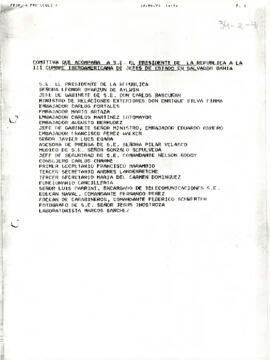 Comitiva que acompaña a S.E. El Presidente de la República a la III Cumbre Iberoamericana de Jefes de Estado en Salvador Bahía, Brasil.