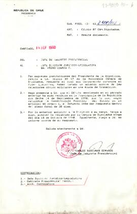[Carta del Jefe de Gabinete Presidencial a Pedro Correa]