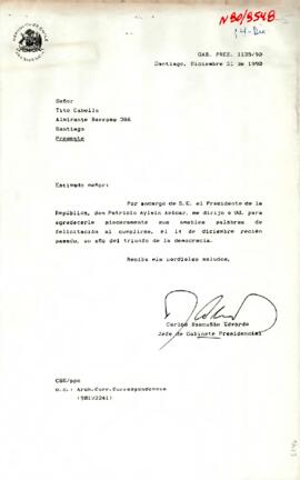 [Carta de Presidencia, dirigida a don Tito Cabello]